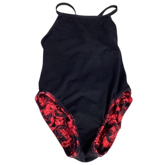 TYR Womens 34 Emulsion Diamondfit Swimsuit Fitted Red Black Lined Racerback - Picture 7 of 10